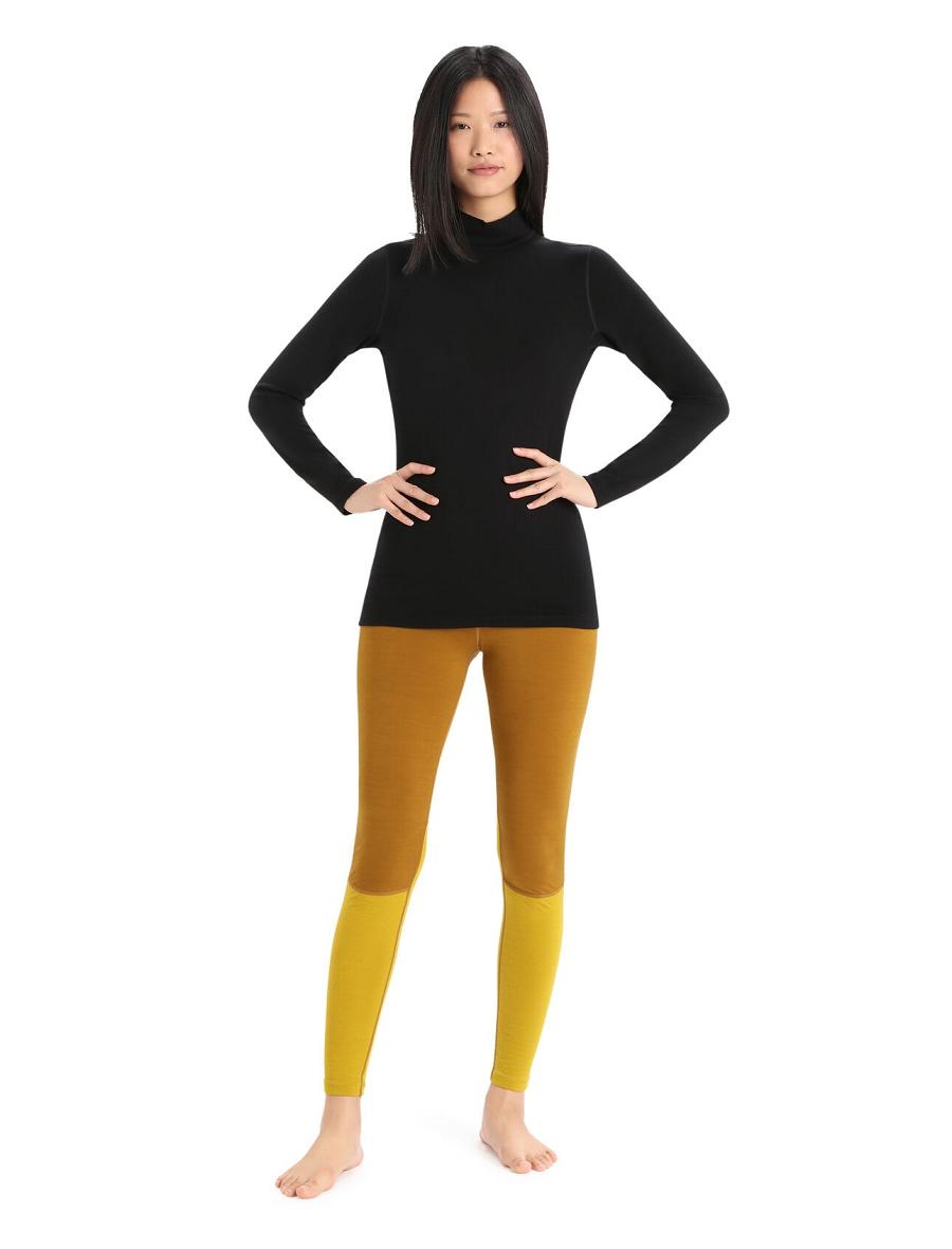 Black Women's Icebreaker Merino 260 Tech Long Sleeve Turtleneck Base Layers | USA 1828TCEV